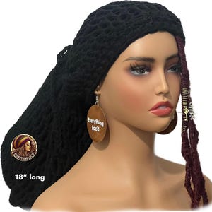 Crochet Rasta Tam with drawstring, Mega Slouchy Beanie, Large Adjustable dreadlock cap, Everything Locd