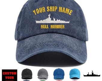 Personalisierte US Navy Schiffskappe - Individuell gestickte Hull-Nummer