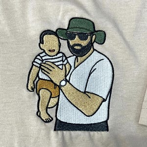 Custom Embroidered Portrait from Photo Sweatshirt, Custom Embroidered Hoodie, Gift for Dad, Gift for Him