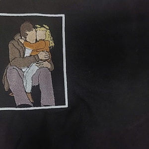 Custom Embroidered Portrait from Photo Sweatshirt, Custom Embroidered Hoodie, Gift for Dad, Gift for Him