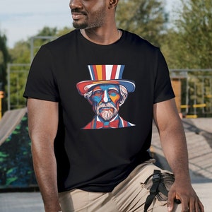 Uncle Sam in abstract lines and color, Uncle Sam, 4th of July, USA, America, United States of America, Patriot, Graphic Tshirt, Patriot Gift