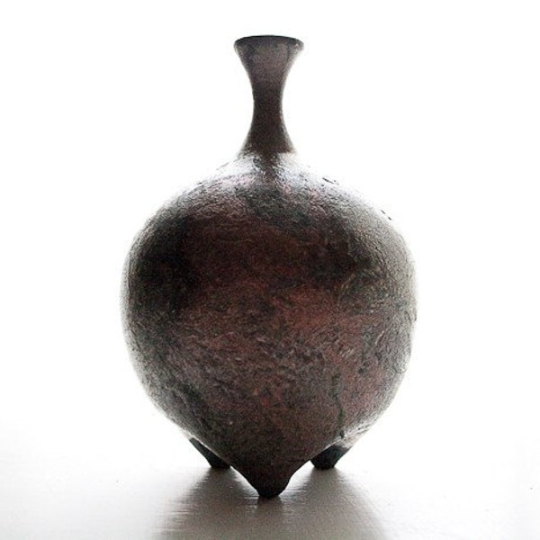 Silver Raku Vase Wheel-thrown Pottery