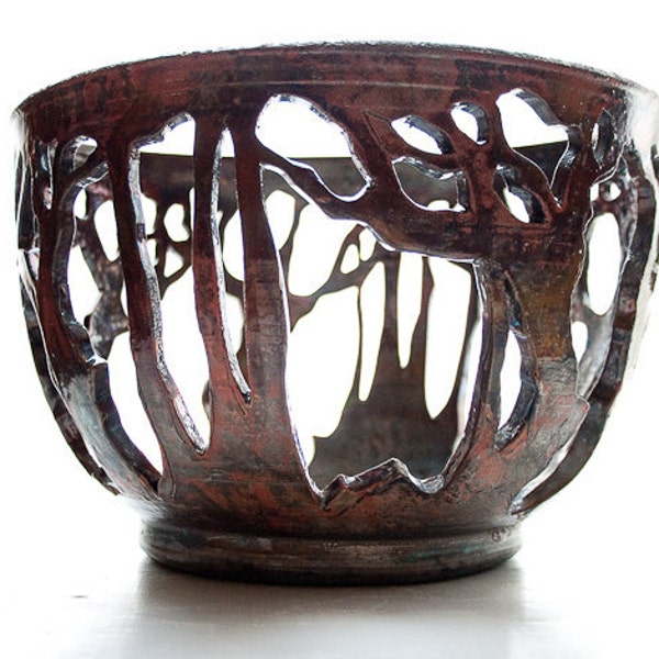 Oval Raku Forest Form: FREE DOMESTIC SHIPPING