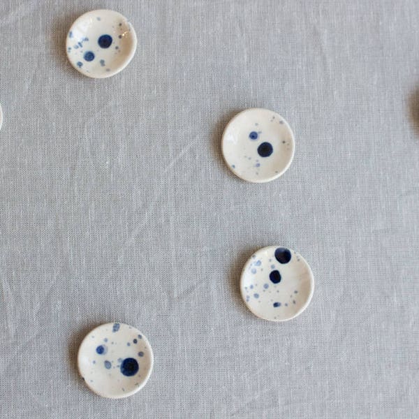 Tiny Jewellery Dish with Cobalt Speckles