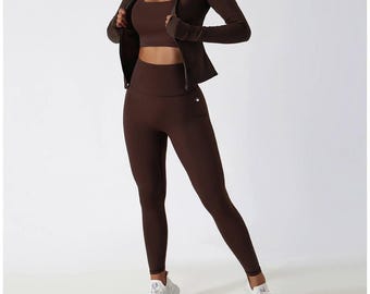 High-Waisted Yoga Leggings: Nylon Elastane Blend, Comfort