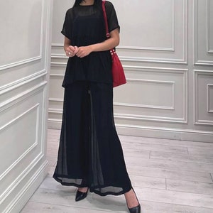 Silk Wrap Blouse - Silk Shirt Women - Long Sleeve Blouse - Loose Blouse - Puff Sleeve Top