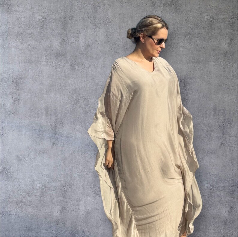 Giardino Giallo Italian Silk Maxi Kaftan Dress main image 0