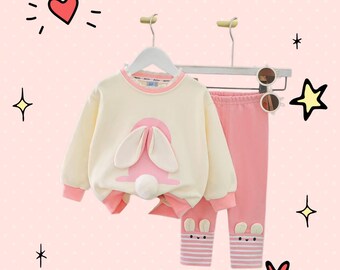 Easter Outfit with Bunny Ears. Easter Egg Hunt Outfit for Girls. Easter Gift. Baby&#39;s First Easter