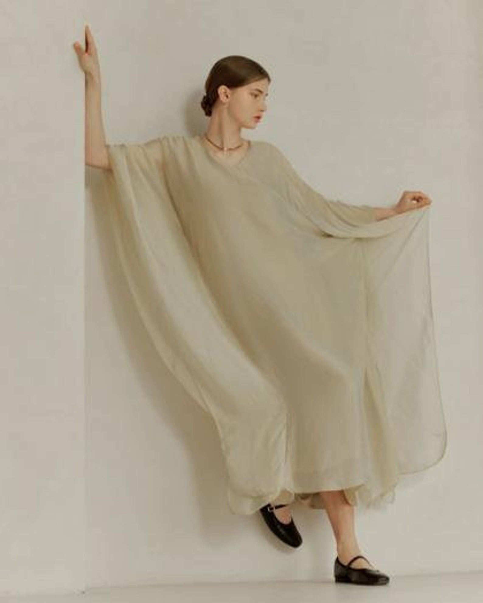 Serenity Sofisticato Italian Silk Midi Kaftan Dress