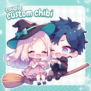 Couple Chibi Anime Commission, Chibi Character Custom, Furry Chibi, Cute Chibi Art in anime style, Chibi Fanart, Chibi Portrait for Couple