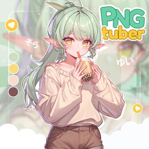 custom twitch pngtuber character, anime commission pngtuber, digital art, anime art, pngtuber plus girl and male png tuber