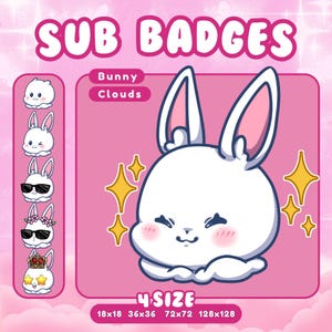 Twitch sub badges, bunny sub badges, twitch channel point, vtuber asset, cute badges, twitch bit badges, bunny badges, discord
