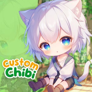 Comisión de personaje Chibi en linda ilustración estilo anime para ícono, Chibi PFP, Chibi Pet o Chibi Vtuber