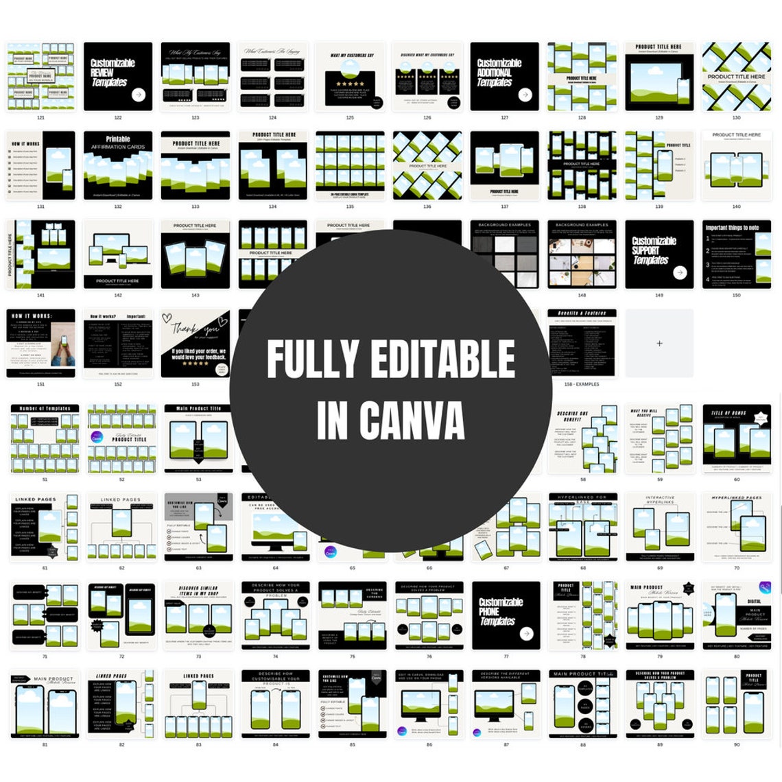 235 Digital Product Mockup Templates Fully Editable in Canva MRR