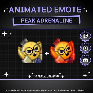 ANIMATED Peak Adrenaline Funny Emote Yellow / Gaming, Twitch, Discord, Youtube, Kick, Streaming, Meme, Cute, GIF