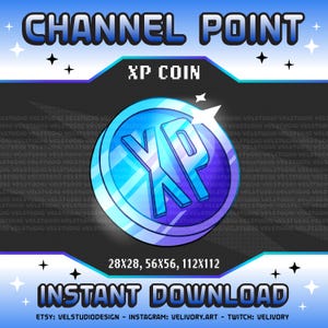 Twitch Channel Point Coin - XP Coin Instant Download - Discord, Emote, Streaming, Channel Points, Cyberpunk, Clean, Vaperwave, Gaming