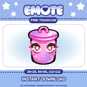Cute Pink Trash Anime Emote for Streaming - Instant Download - Kawaii, Garbage, Twitch, Discord, Stream Assets, Overlay,