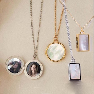 Benutzerdefinierte Shell Foto Locket Halskette, Vintage Medaillon Halskette, Foto Halskette, Gedenkschmuck, Charm Halskette, Geschenk für sie