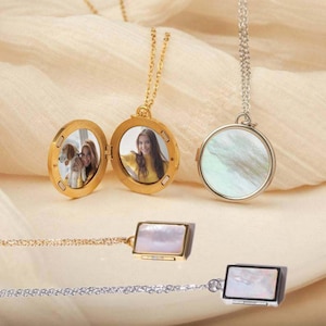 Benutzerdefinierte Foto Halskette, Vintage Shell Locket Halskette, Foto Halskette, Memory Schmuck, Charm Halskette