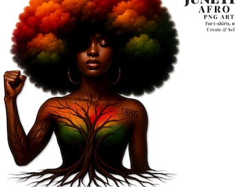 Black History Afro Tree PNG | Afrocentric Woman Design | Juneteenth Sublimation PNG for T-Shirts