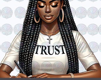 Black Woman Praying Clipart: Christian PNG Bundle (Digital Download)