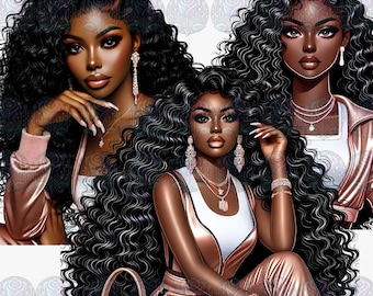 Black Girl Clipart Bundle: Brown Themed PNG, SVG Stickers (Digital Download)