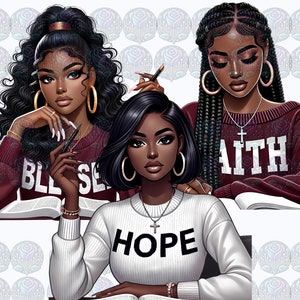Black Girl Praying Clipart: Afro Faith PNG Bundle (Digital Download)