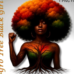Afro Tree Woman PNG | Black Queen Clipart | Melanin Roots Art | Natural Hair Sublimation Design | African Pride Digital Download