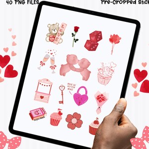 Valentine&#39;s Day Planner Stickers: Love-Themed Goodnotes Stickers (Digital Download)