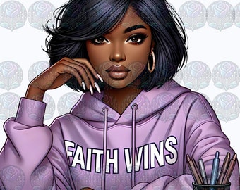 Praying Black Woman Clipart: Faith PNG Art (Digital Download)