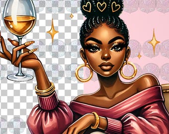 Black Girl Valentine Clipart: Afro Woman PNG Bundle (Digital Download)