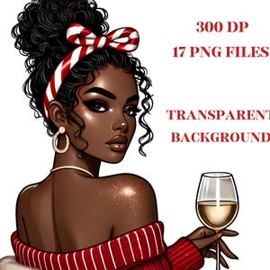 Black Girl Christmas Clipart: Elegant Winter PNG Bundle (Digital Download)