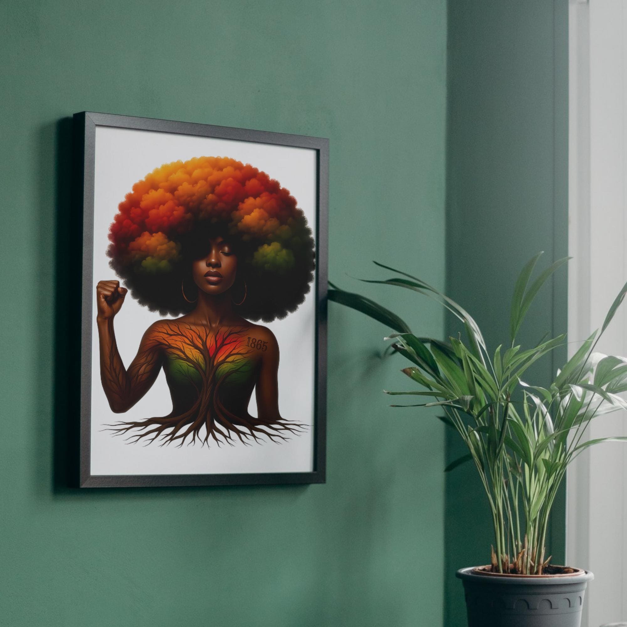 Afro Tree Woman PNG: Black Queen Clipart, Melanin Roots Art (digital ...