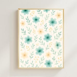 Floral Nursery Wall Art for Baby Room - Watercolor Flower Printable Decor - Girl or Gender Neutral Baby Digital Download
