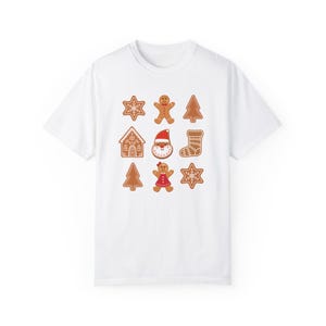 Chemise en pain d'épice, jolie chemise de Noël, t-shirt bonhomme en pain d'épice, t-shirt de vacances pour femme, cadeau t-shirt d'hiver pour Noël boulanger, couleurs confort