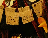 Papel Picado Elegant Fiesta Wedding Banners Bridal shower, Rehearsal Dinner, cinco de mayo Baptism garland outdoor party spring white party