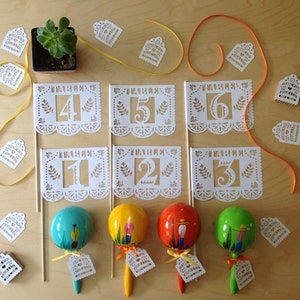 Fiesta Table Numbers Wedding Quinceanera each Piece Mini Flags