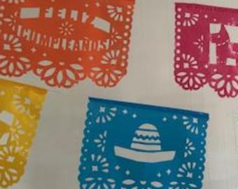 Fiesta Papel Picado Banner - Mexican Birthday Decorations - Feliz Cumpleaños Party Decor
