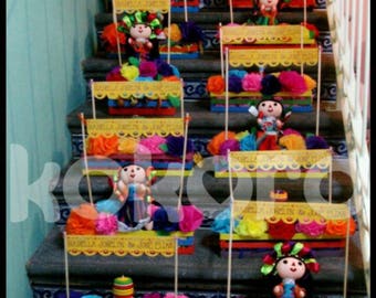 for Birthday papel picado mini banners with dowels like inspiration photo Custom long flags 14 pieces