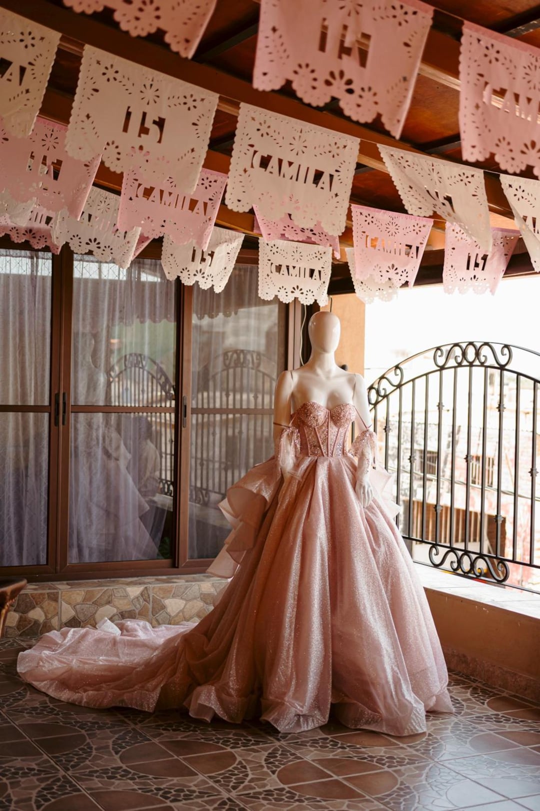 Papel Picado Quince guirnaldas Quinceañera banners Fiesta