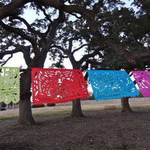 Papel Picado Birthday Bright Fiesta Bridal Shower Rehearsal Dinner Cinco de mayo garland bunting colorful spring outdoor decoration mexico image 4