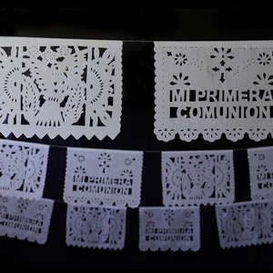 Mi Primera Comunión my first holy communion papel picado fiesta Garlands Banners not personalized Papel Picado Spanish cross decoration lace