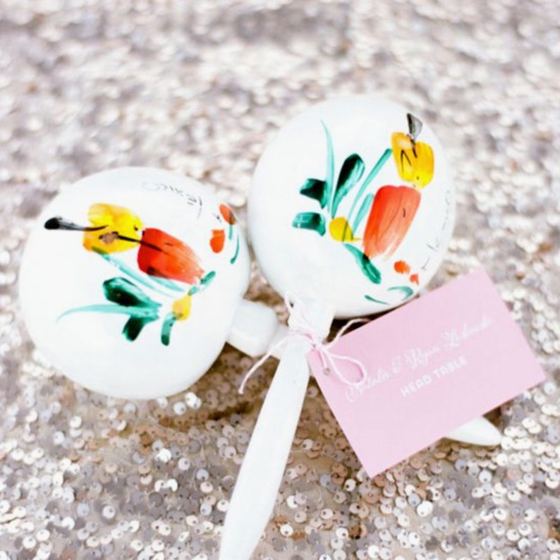 Each Custom Maraca traditional hand painted with names and date fiesta wedding party favor corporate event birthday Mexican party supplies image 2