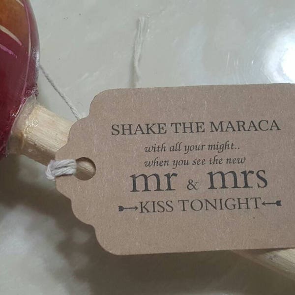 Printed maraca tags destination wedding Personalized shake your maraca tags shake for a kiss tags Mr and Mrs tags party favor tags Mexico