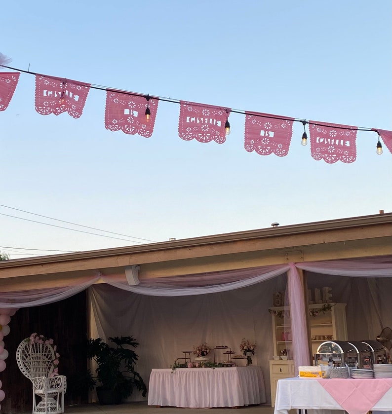 Papel Picado Quince garlands Quinceañera banners Personalized Fiesta Mexican Fiesta Decoration QUINCE garland 15th quince papel picado decor image 2