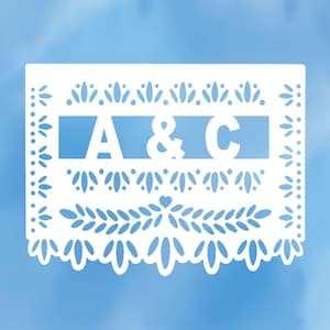 Wedding Garland PERSONALIZED Papel Picado Fiesta Wedding Decorations Bridal Shower Decor Rehearsal dinner Anniversary banner