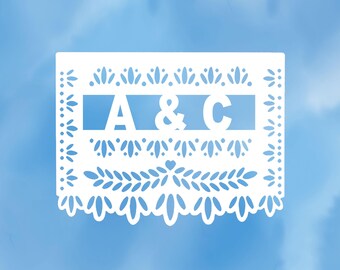 Guirnalda de boda PERSONALIZADA Papel Picado Fiesta Decoraciones de boda Decoración de despedida de soltera Cena de ensayo Banner de aniversario