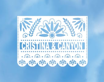 Custom Wedding Decorations, Bridal Shower Decor, Personalized Papel Picado Banner, Fiesta Wedding Garland