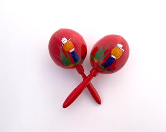 Maracas (by the piece) RED Traditional shake for a kiss Wedding Party Favor Gift wedding bridal shower Mexican authentic gift Mexico