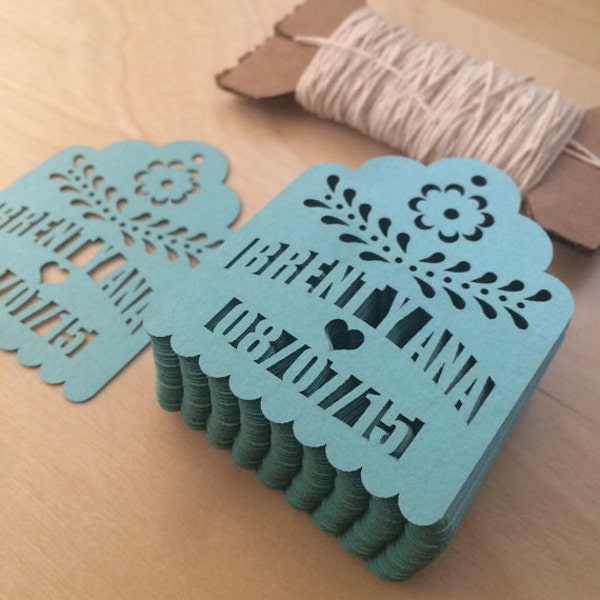 Personalized papel picado Laser Cut Tags for Maracas or Party Favors Wedding birthday Quinceanera thank you tags welcome bags gift tags